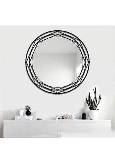 Favdecor Modern Metal Dekoratif Duvar Aynası Siyah