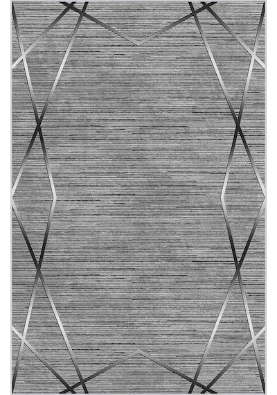 Rovigo Home Dijital Baskı Yıkanabilir Kaymaz Taban Salon Halısı Rvg0682 Gri
