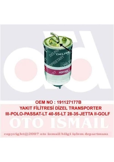 DELPHI HDF506 MAZOT FİLTRESİ GOLF II 83- POLO PASSAT TRANSPORTER