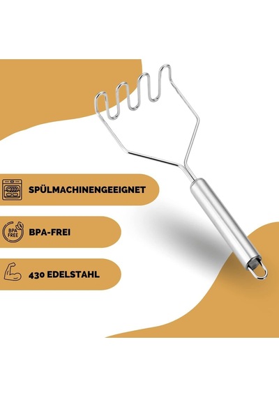 Orret Home Metal Saplı Paslanmaz Çelik Patates Ezici Metal Saplı