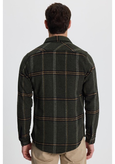 Tudors Erkek Slim Fit Dar Kesim Kareli Cepli Haki Oduncu Gömlek-41792 Çok Renkli