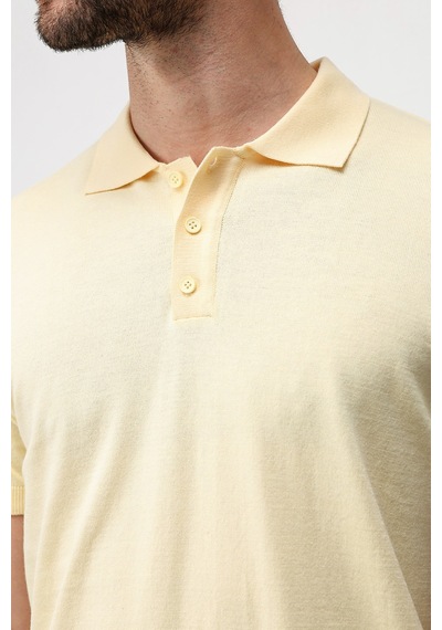 Antioch Comfort Slim Polo Yaka Erkek Triko T-shirt Sarı