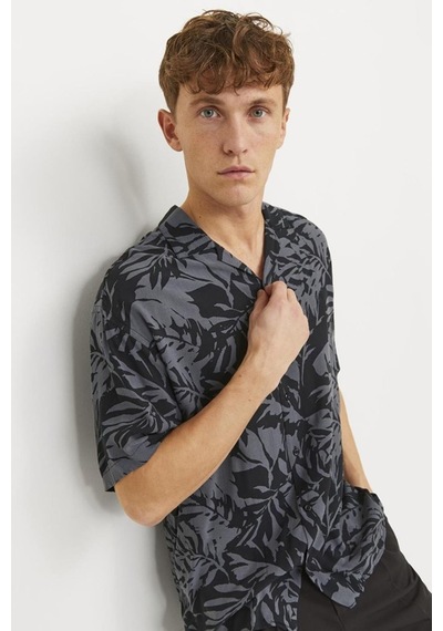 Jack & Jones Jack&jones Jjguru Monochrome Aop Resort Shırt Ss12249210 Siyah-2 001