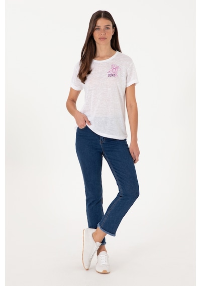 U.S. Polo Assn. Kadın Beyaz Bisiklet Yaka Tişört 50299755-VR013