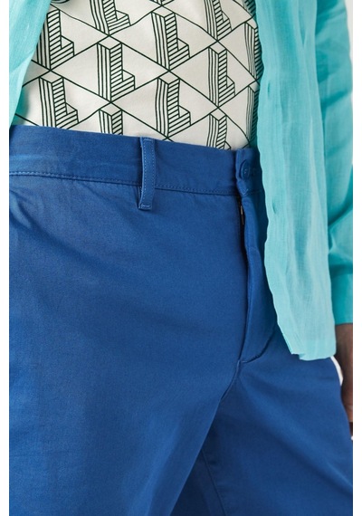 Lacoste Men's Slim Fit Organic Cotton Bermuda Blue Shorts Erkek Dar Kesim Pamuk Bermuda Şort Mavi