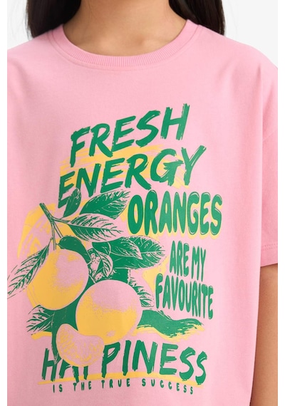 DeFacto Kız Çocuk Oversize Geniş Kalıp Bisiklet Yaka Baskılı Kısa Kollu Tişört E0386A825SMPN666 Pembe DeFacto Kız Çocuk Oversize Geniş Kalıp Bisiklet Yaka Baskılı Kısa Kollu Tişört E0386A825SMPN666 Pembe