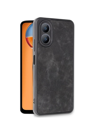 Oppo A38 Kılıf Aras Deri Kapak - Siyah -
