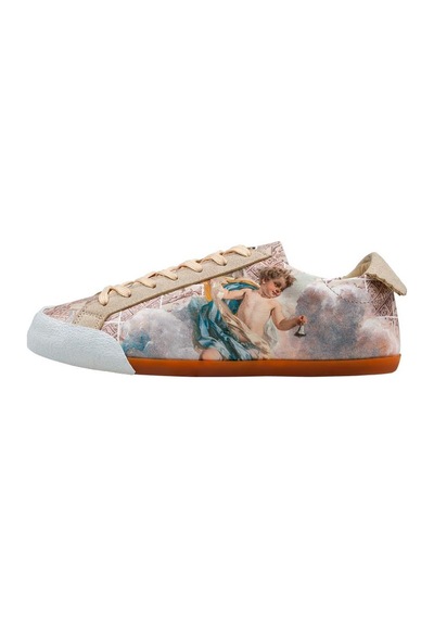 Kadın Vegan Deri Bej Sneakers - Angel's Dream Tasarım Çok Renkli