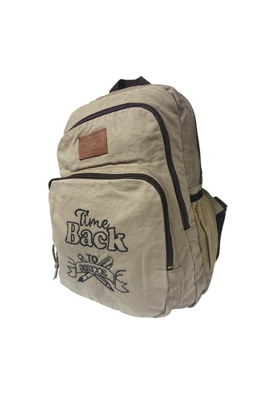 Old Cotton Cargo Kaliteli Siyah Vintage Salaş Baskılı Disayn Günlük Gezi Okul Sırt Çantası Revilla Bag 28x38cm Bej - Beyaz
