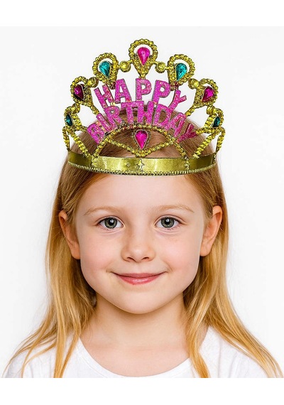 Altın - 686 - Renk Happy Birthday Yazılı Doğum Günü Tacı - Aconcept - 60 Cm