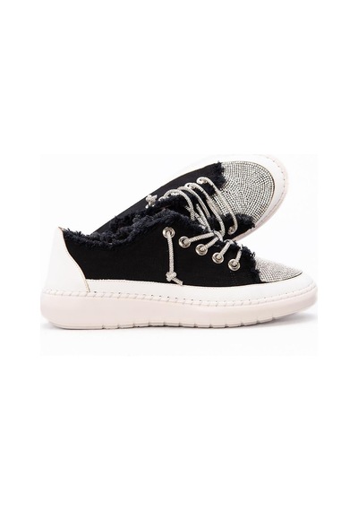 Erkan Saçmacı Vanessa Siyah Denim Taşlı Sneaker