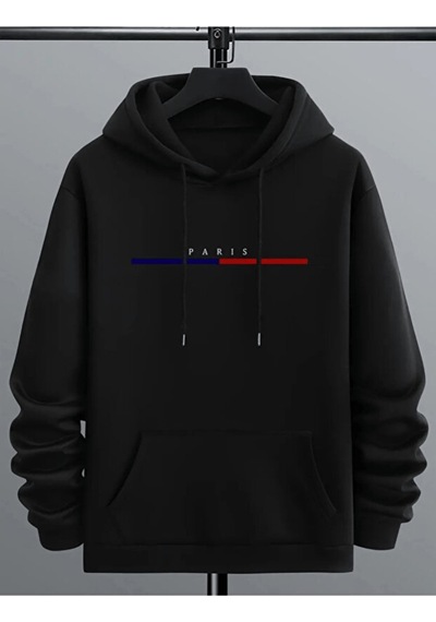 Uyguntarz Unisex Paris Baskılı Oversize Sweatshirt siyah