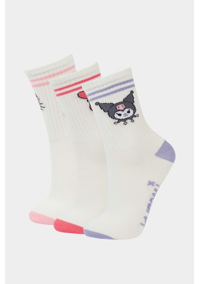 DeFacto Kız Çocuk Hello Kitty 3'lü Pamuklu Uzun Çorap F6704A8NSKR1
