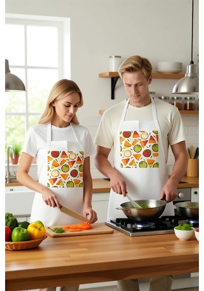 Unisex Aşçı Önlüğü Taco Guacamole Grafik Sanat Baskılı Mutfak Giy Beyaz