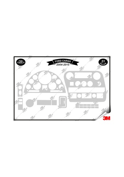 Ford Cargo Manuel 2004-2015 Torpido Konsol Trim Göğüs Maun Kaplama Set 21 Parça Gümüş