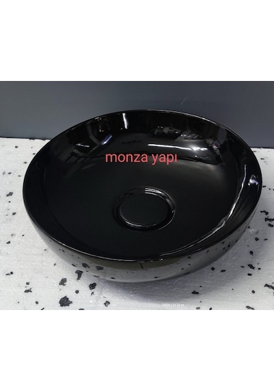 tezgah üstü çanak lavabo 42 cm parlak siyah