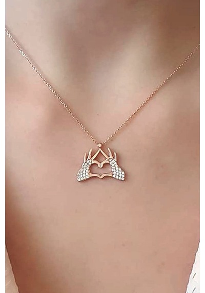 Zirkon Taşlı Gümüş Rose Aşk Kolyesi (473542405)