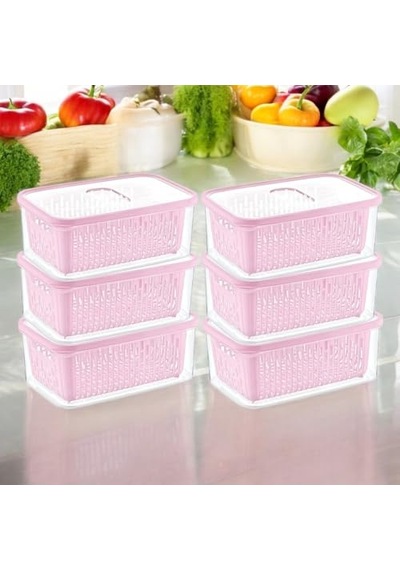 Lı Süzgeçli Fresh Saklama Kabı Seti 1.6 Lt Plastik Saklama Set 6 Adet Diğer