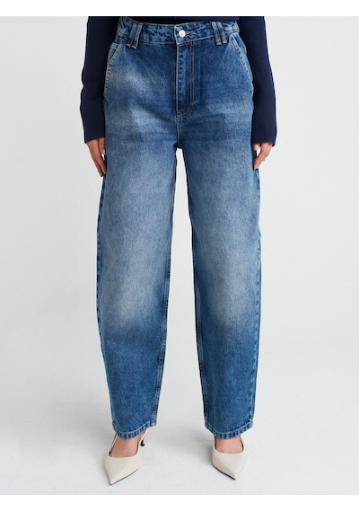 Dilvin 71756 Bol Kesim Balon Denim Pantolon Tint