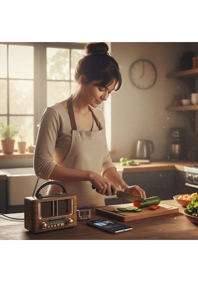Küçük Mini Boy Retro Ahşap Tasarım Bluetooth Hoparlörlü Radyo Fm/am Destekli, Şarjlı Ve Taşınabili