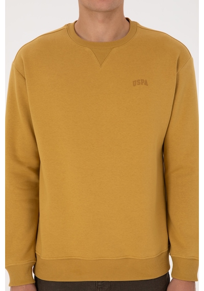 U.S. Polo Assn. Erkek Comfort Fit Bisiklet Yaka Şardonlu Hardal Basic Sweatshirt 50313757-VR151