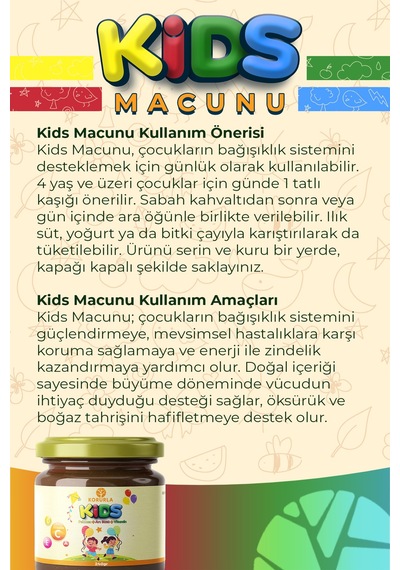 Kids Çocuk Macunu Arı Sütü Polen Propolis Pekmez Karışımı Vitaminli 240gr
