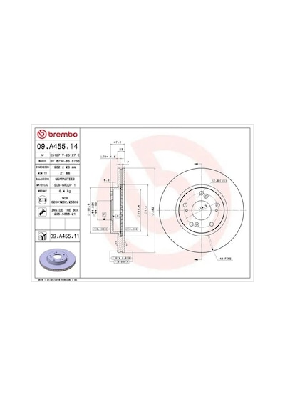 Honda Civic 8 Fren Diski On 2006-2013 Brembo 09a45511 2adettir