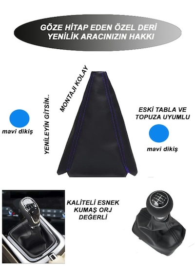 Mercdss C Uyumlu Araç,araba,oto Vites Körüğü Mavi Dikiş Bmw 3 Serisi