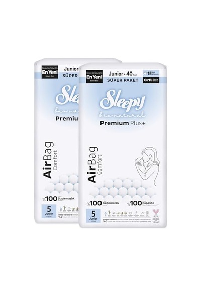 Sleepy - Bio Natural Premium Plus Airbag Comfort Avantaj Paketi Bebek Bezi 5 Numara Junior 80 Adet