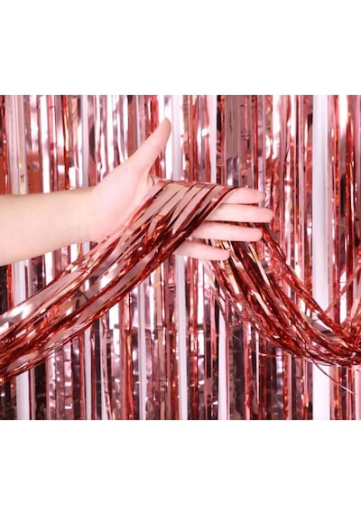 Rose Gold Püsküllü Kapı Perdesi - Parti, Bekarlığa Veda, Doğum Günü 1x2 M Diğer