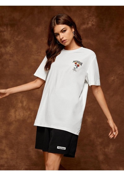 Flood Of Style Unisex Beyaz Mıchıgan Baskılı 2'li Set Sevgili Çift Kombini