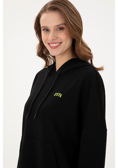 U.S. Polo Assn. Kadın Siyah Kapüşonlu Basic Sweatshirt 50297324-VR046
