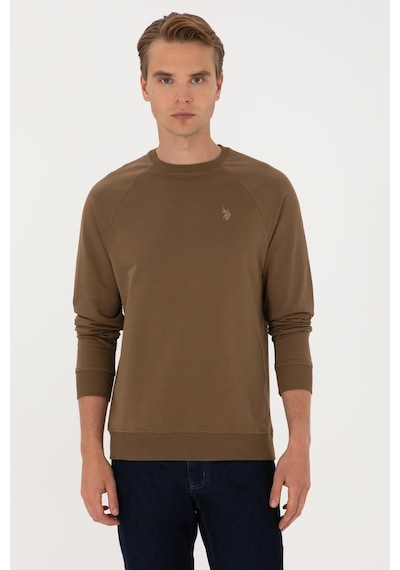 U.S. Polo Assn. Erkek Regular Fit Bisiklet Yaka Haki İnce Basic Sweatshirt 50313752-VR027 U.S. Polo Assn. Erkek Regular Fit Bisiklet Yaka Haki İnce Basic Sweatshirt 50313752-VR027