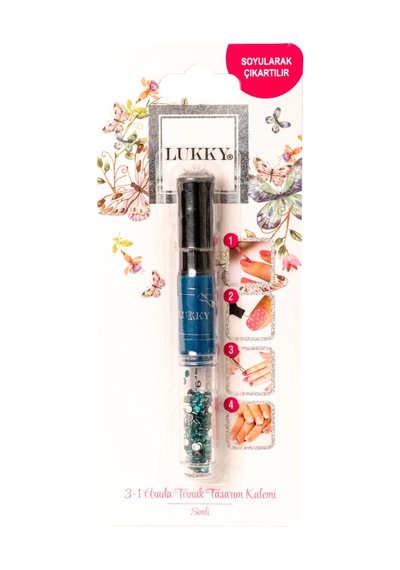 Lukky 3'ü 1 Arada Tırnak Tasarım Kalemi Mavi