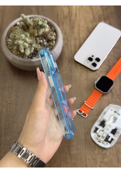 Apple iPhone 12 Pro Magsafe Uyumlu Silikon Kılıf Soocase661 Mavi