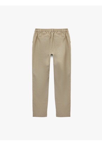 Koton Cepli Beli Lastikli Keten Karışımlı Slim Fit Pantolon Gri 6sam40165hw