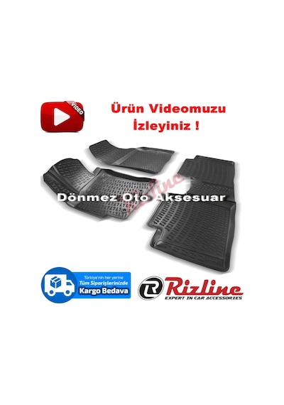 Toyota Corolla Uyumlu 3D Paspas Havuzlu Siyah 2013-2018 Arası Rizline N11.25493