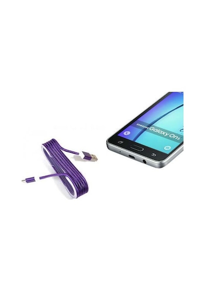 Android Örgü Şeklinde Renkli Çelik Şarj Data Kablosu Mor Çok Renkli