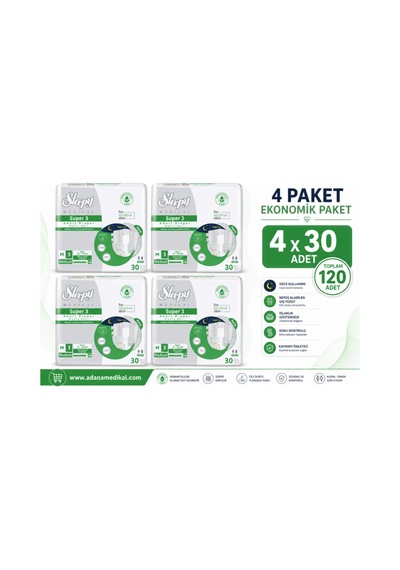 Sleepy Süper3 Belbantlı Hasta Bezi L Beden 4 Paket 120 Adet