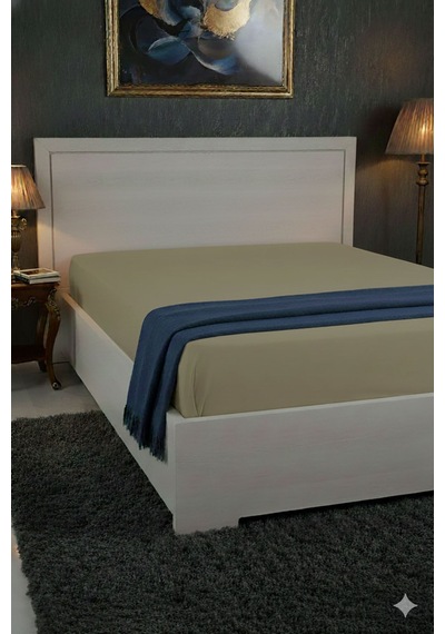 %100 Pamuk Ranforce Premium King Size Lastikli Çarşaf - Bej Bej