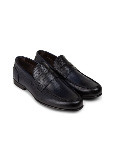 Deery Hakiki Deri Lacivert Erkek Loafer Ayakkabı - 01978mlcvc08 Lacivert
