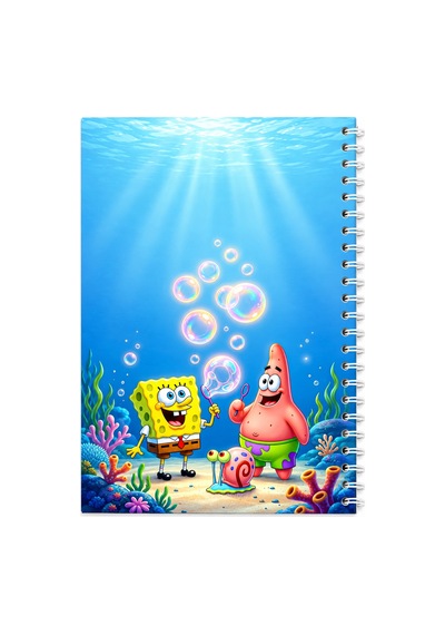 Sünger Bob A5 Spiralli Defter 60 Yaprak 120 Sayfa Çizgili Not Defteri Çok Renkli