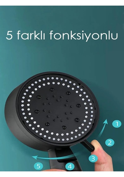 Duş Başlığı Pervaneli Filtreli Su Tasarruflu Duş Başlıgı Turbo El Duşu Banyo Fiskiyesi Siyah Siyah P Diğer