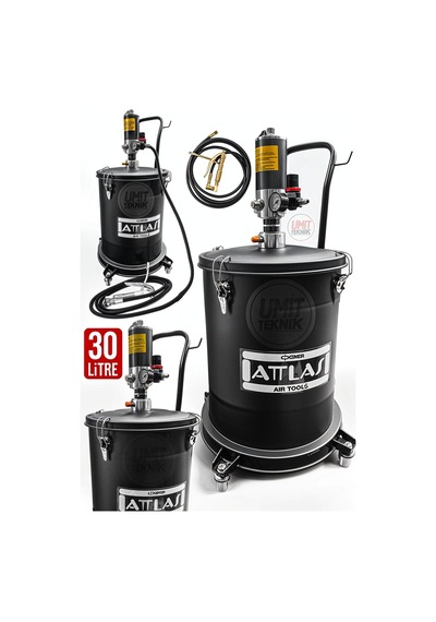 Büyük Boy 30 Litre 50:1 Profesyonel 6-8 Bar Havalı Gres Pompası Metal Ayak Set