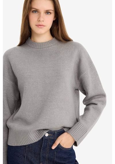 Defacto Oversize Geniş Kalıp Bisiklet Yaka Triko Kazak R6044az25wngr261 Gri-gr261