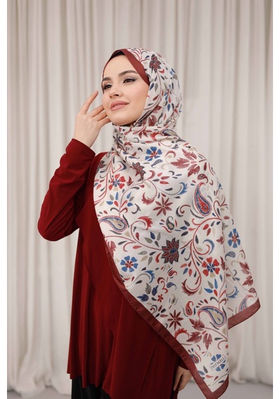 Mimiyum Rüya Desen-soft Şal Bordo Beyaz Çok Renkli