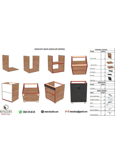 Kenzlife Ocak Dolabı Bade Byz 85x60x57 Mutfak Modül Mini Fırın A Kenzlife Ocak Dolabı Bade Byz 85x60x57 Mutfak Modül Mini Fırın A