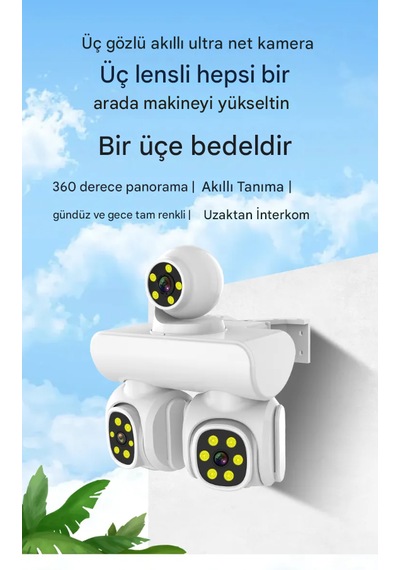Full Hd 12mp 6k Speed Dome 3 Lens Renkli Gece Görüş İki Yönlü Ses