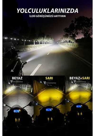 2 Adet Led Spot Işık Ve Sarı Beyaz Projektör Lens 2 Gözlü Dikdörtgen Baykuş Led Off Road Lamba Motosiklet
