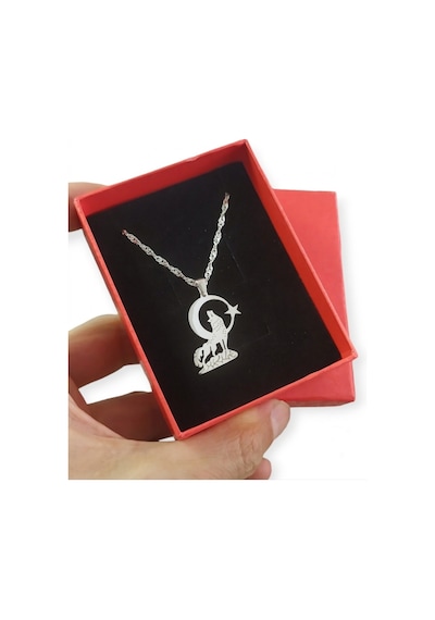 Modahilye 925 Ayar Gümüş Bozkurt Ay Yıldız Kolye Gümüş